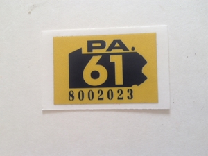 Picture of 1961 Pennsylvania Registration Sticker