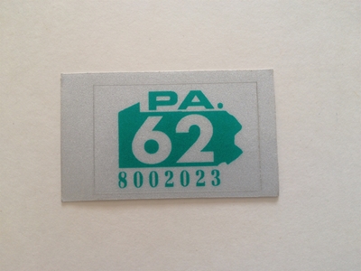Picture of 1962 Pennsylvania Registration Sticker