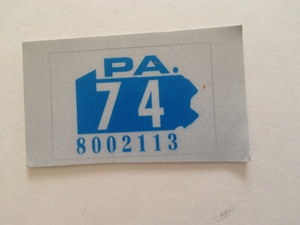 Picture of 1974 Pennsylvania Registration Sticker