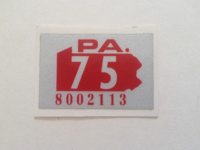 Picture of 1975 Pennsylvania Registration Sticker