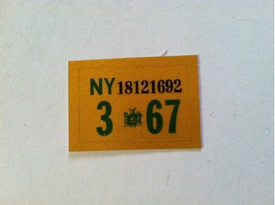 Picture of 1967 New York Registration Sticker