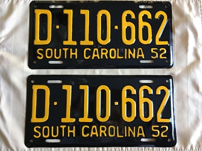 Picture of 1952 South Carolina Pair #D110-662